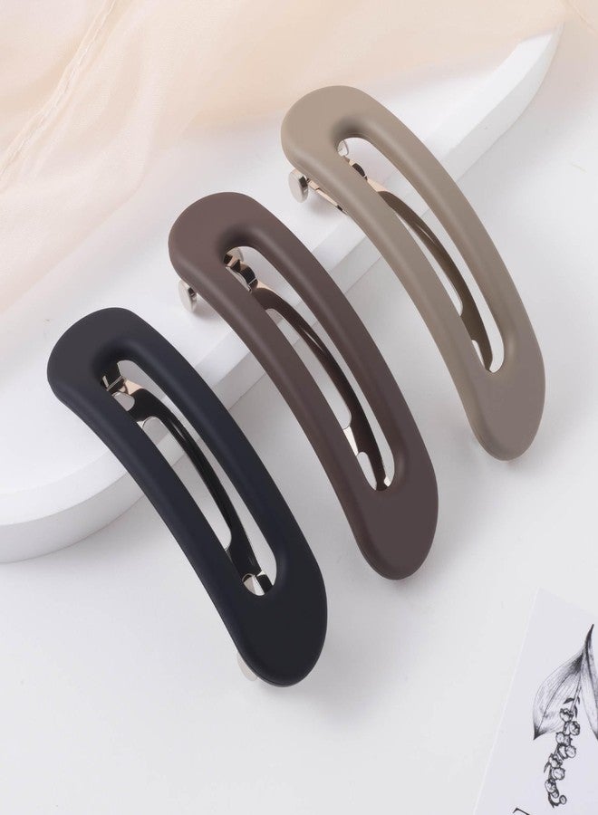 SmallCat 3 Pcs Large Hair Barrettes for Women, Square Hair Barrettes for Women Fine Hair, Matte French Barrette for Daily Usage, Decoration (Black, Coffee, Beige) - Image 4